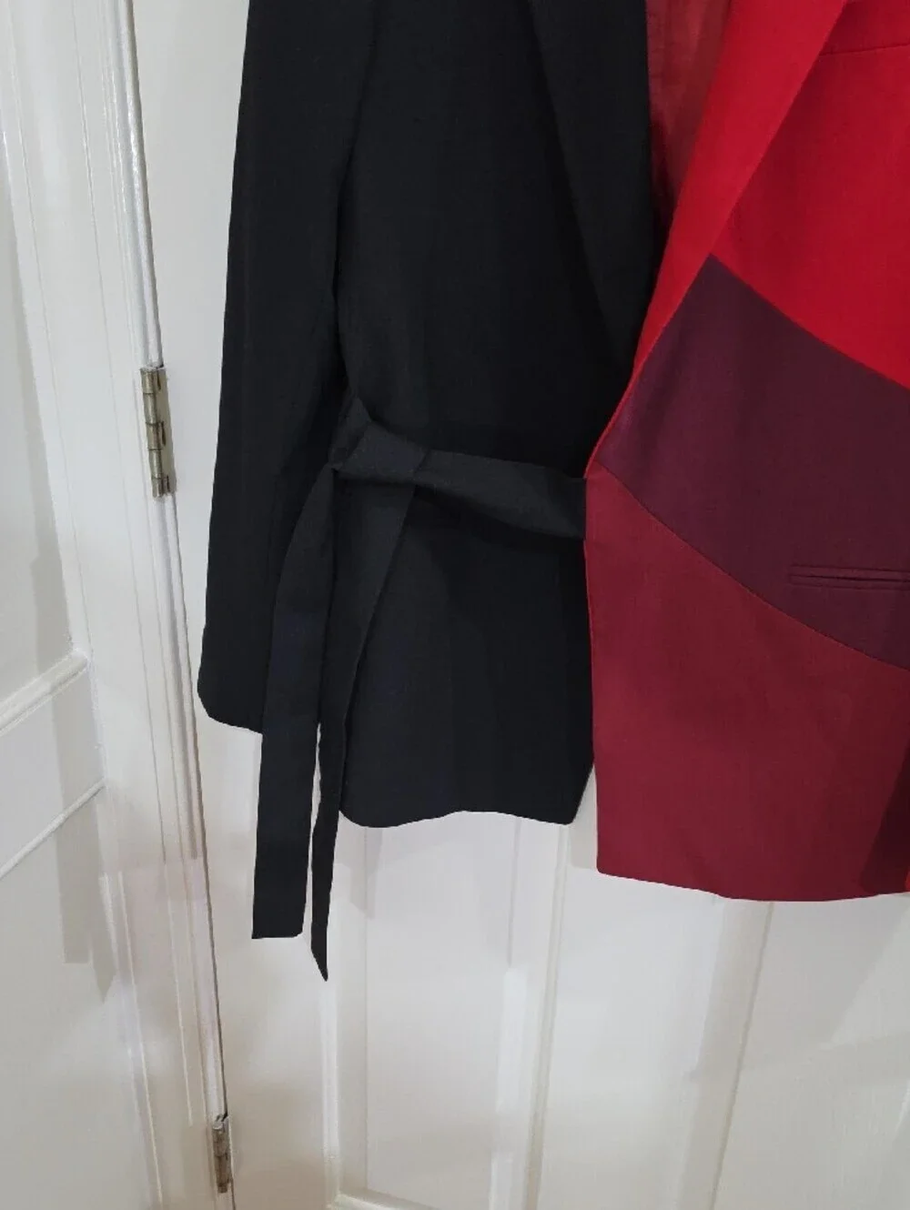 boohooMAN Slim Fit Colour Block Belted Suit Set Black & Red Love Island 36R 30R